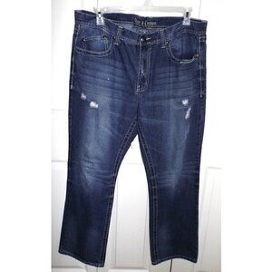 Axe & Crown distressed jeans W. 38  L. 32  straight leg, dark wash